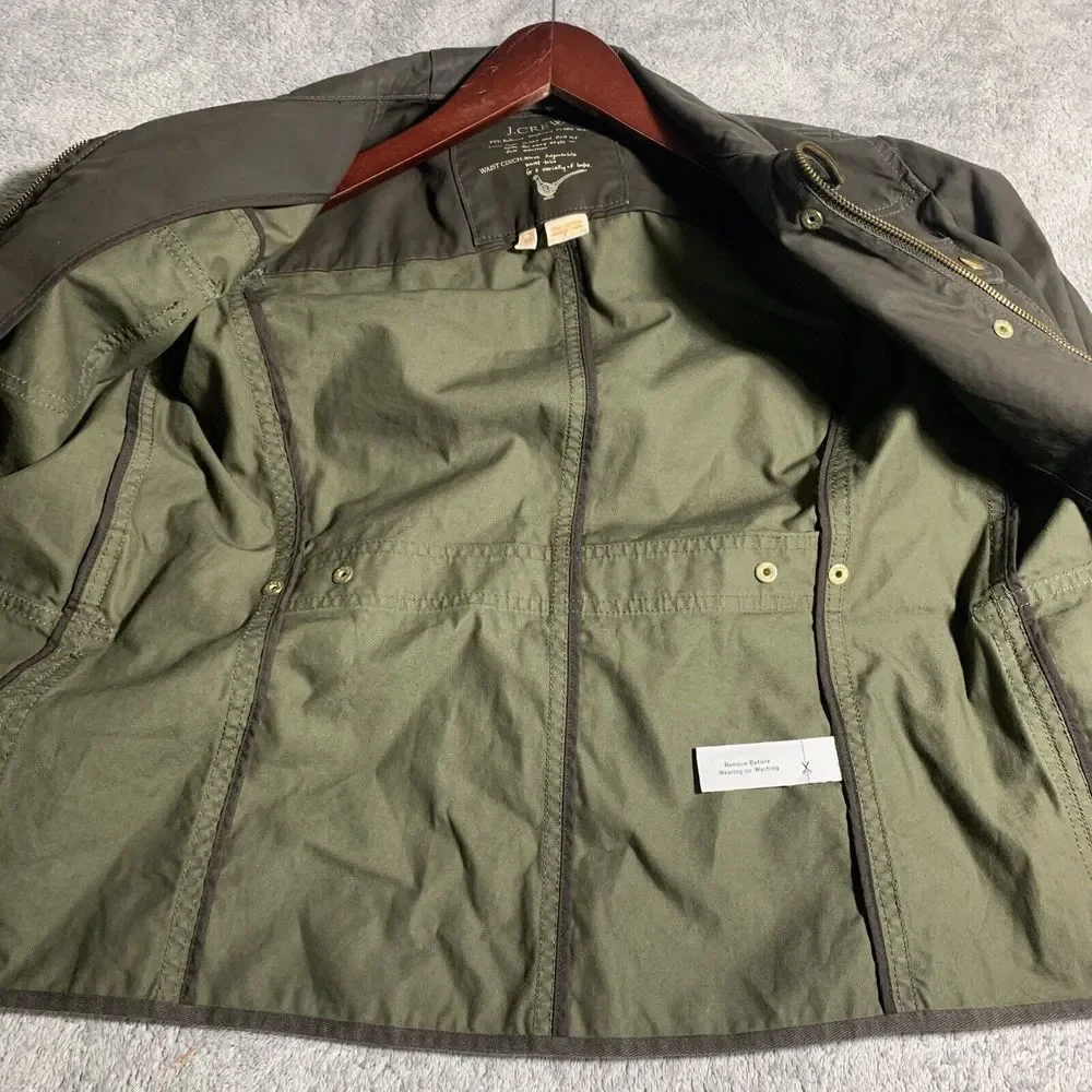 J. Crew Resin Coated Twill Field Olive Green Jacket XS Women’s